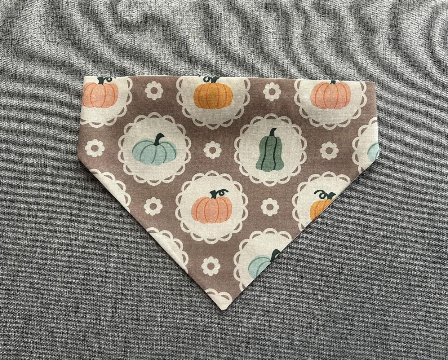 Rustic Pumpkin Scrunchie Dog Bandana, Fall Pet Accessories