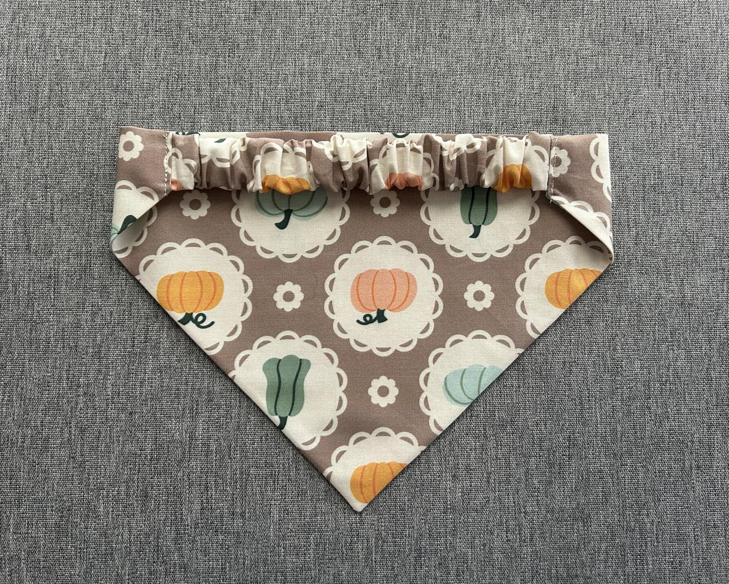 Rustic Pumpkin Scrunchie Dog Bandana, Fall Pet Accessories