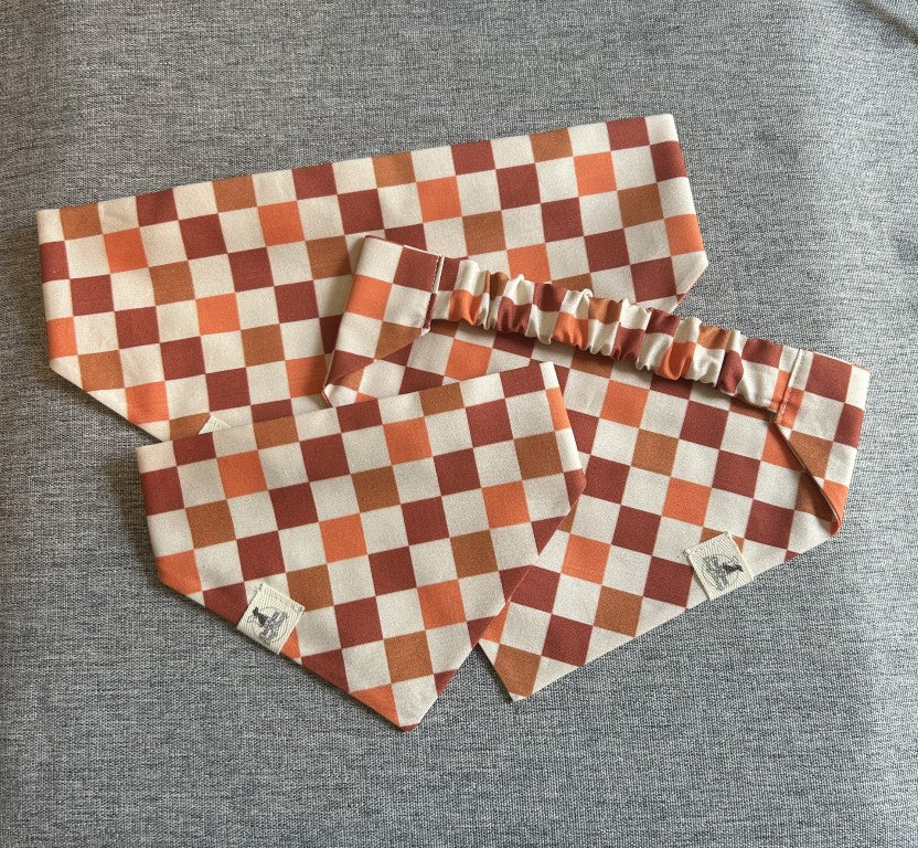 Fall Orange Checkered Bandana