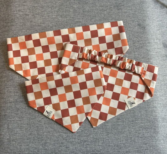 Fall Orange Checkered Bandana